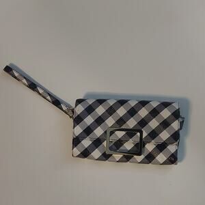 Talbots Black /White Wristlet Zip Closure Mimimalist Classic Preppy Prints Retro